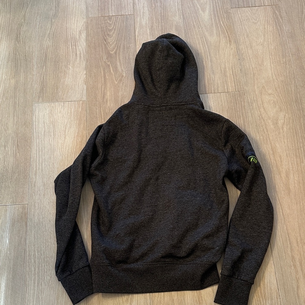 Superdry Men's Charcoal and Lime Hoodie Sweater - Picture 2 of 4